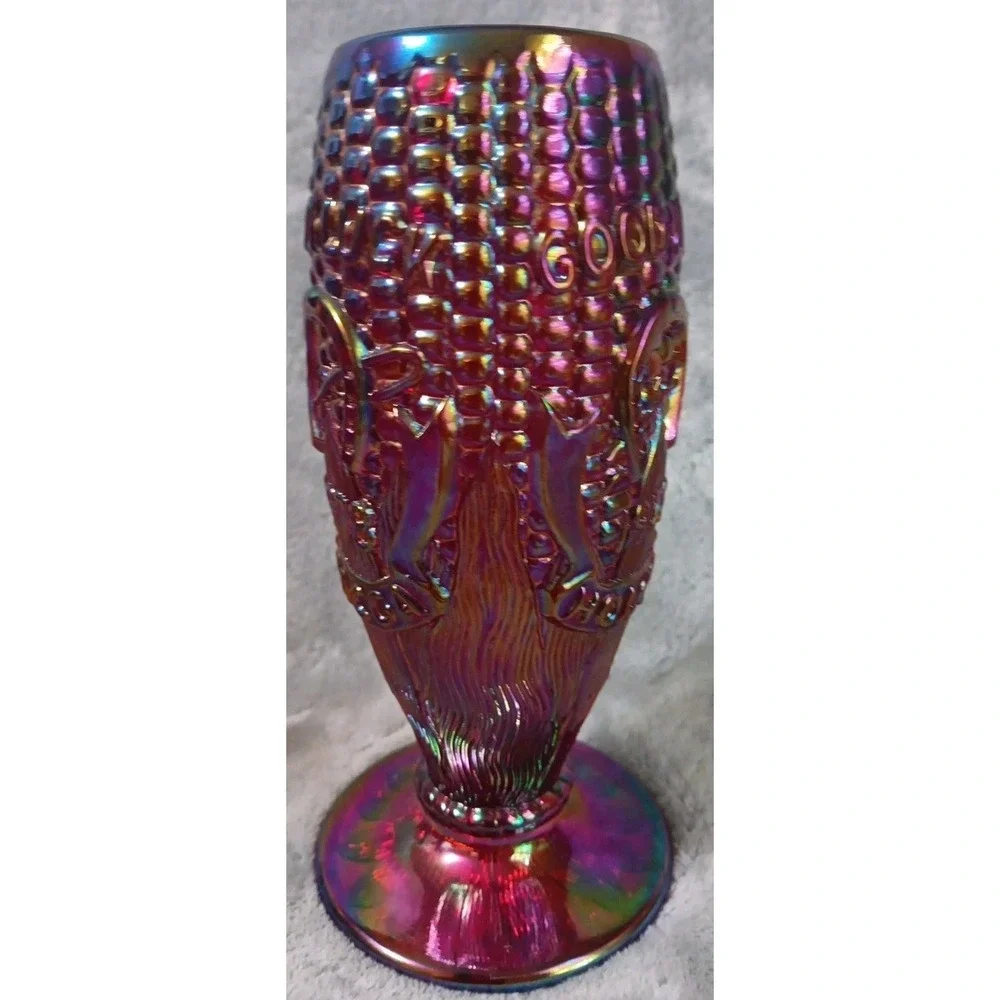Vintage HOACGA Corn Vase Convention Souvenir Amberina Red Carnival‎ Glass 1978
